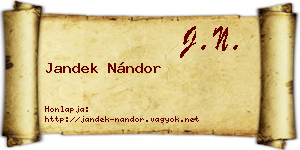 Jandek Nándor névjegykártya
